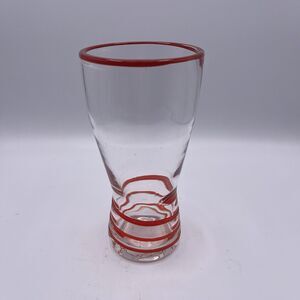 Vintage TGI Fridays Pilsner Hour Glass Red Swirls Beer Cocktail 7”